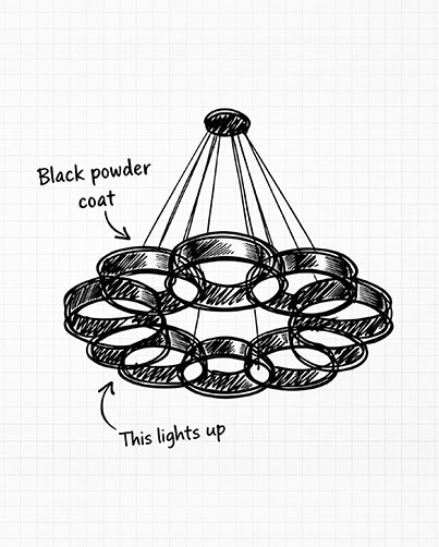 Reviewing finishes, materials and mounting with a lighting designer